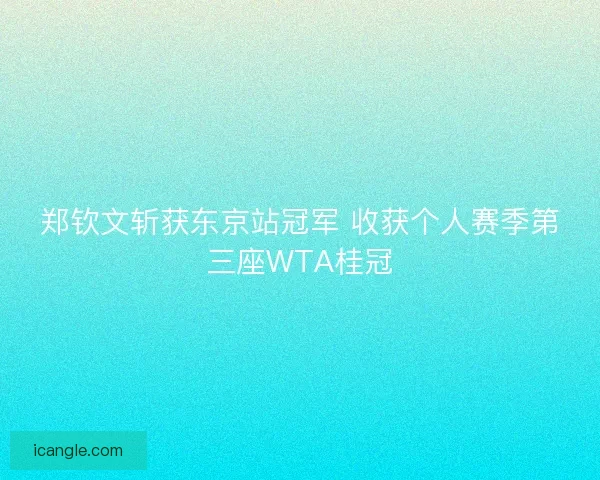 郑钦文斩获东京站冠军 收获个人赛季第三座WTA桂冠
